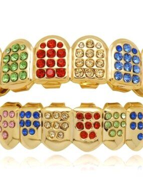 Colorful Gold Teeth Grillz
